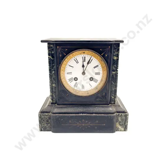 Small Vict Black Slate Mantle Clock