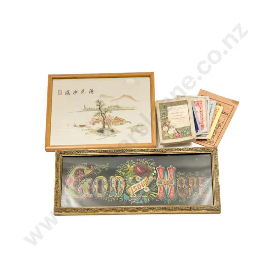 Two Small Framed Pictures and Group of Small Vintage Booklets