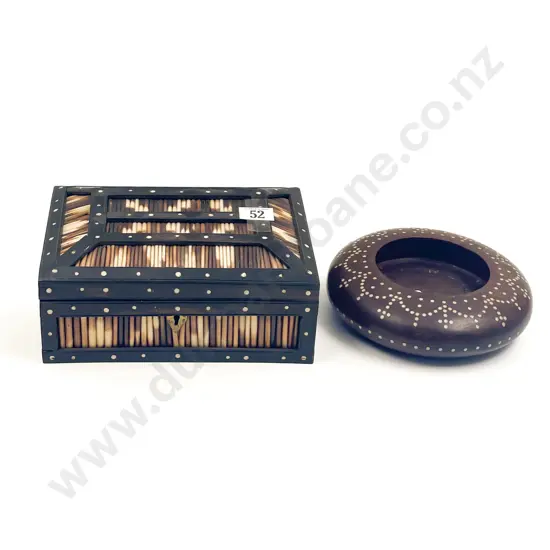 Porcupine Quill Box and Inlaid Bowl