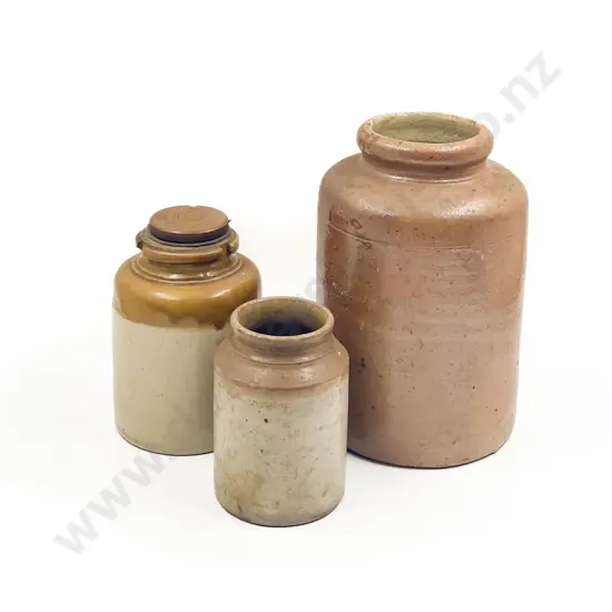 Three Stoneware Jars (af)