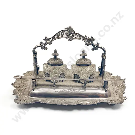 Silver Plated Desk Stand and Meat Skewer