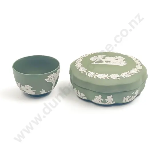 Wedgwood Green Jasper Powder Bowl and Small Bowl