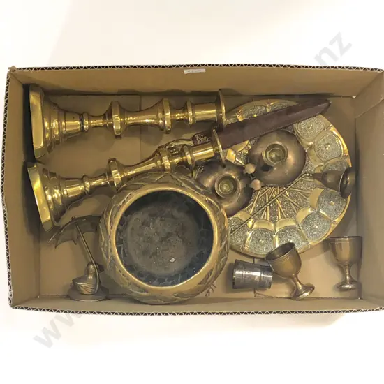 Box of Mixed Brassware