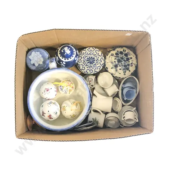 Box of Blue and White and Other China