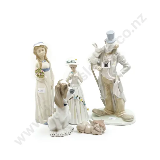 Two Nao China Ornaments and Three Other Figurines