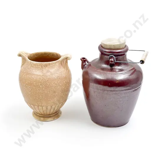 Crown Devon Speckled Vase and Pottery Jug