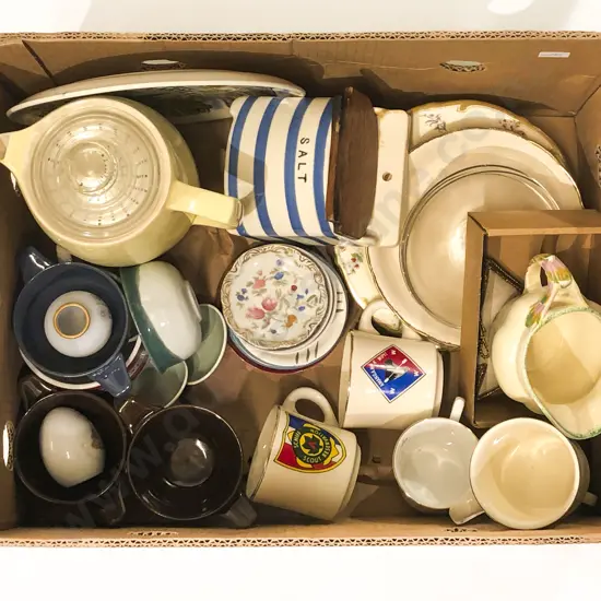 Assorted Kitchen Crockery Salt Pot & Coffee Percolator