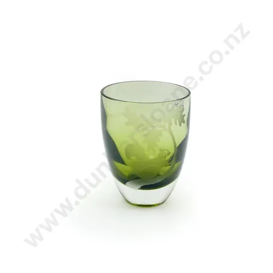 European Etched Encased Glass Vase