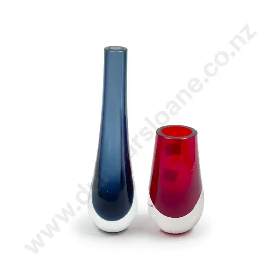 Two Mid Century Encased Glass Vases