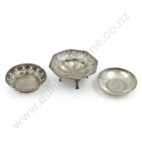 S/S Victoria Coin Trinket Dish & Two Other Dishes