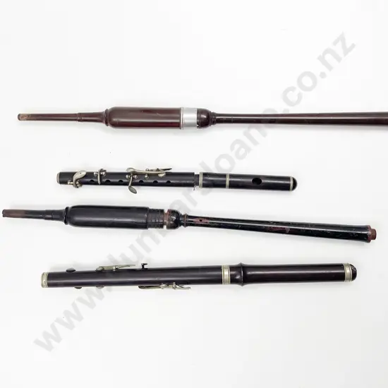 Two Vintage Piccolos & Bag Pipe Mouthpieces