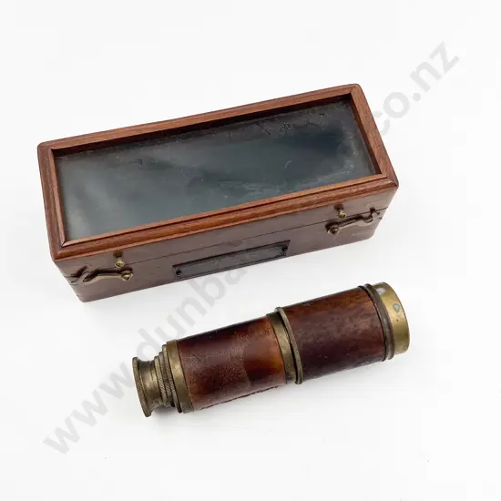 Replica Brass Leather & Boxed Three Draw Telescope