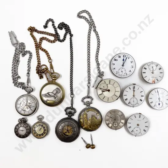 Various Decorative Pocket Watches & Antique Watch Parts