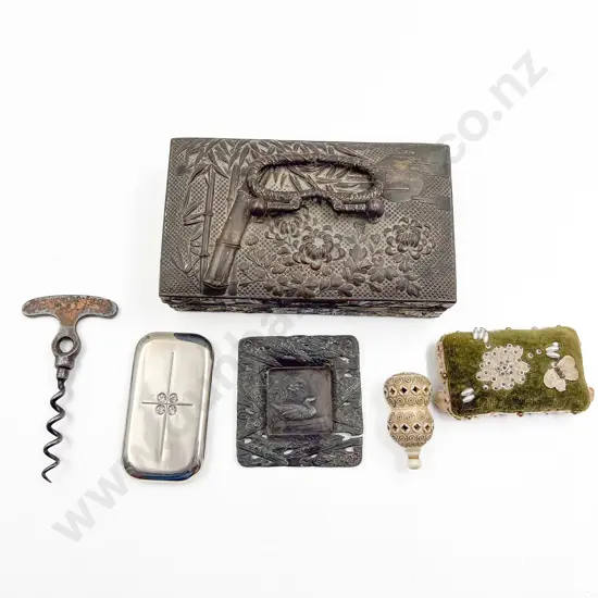 Carved Ivory Snuff Bottle Steel Corkscrew & Collectables