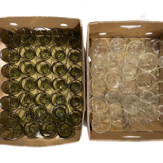 Two Boxes of Assorted Glassware incl Champagne Coupes