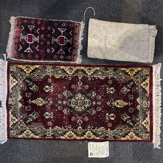 Two Floor Rugs and Vintage Curtain