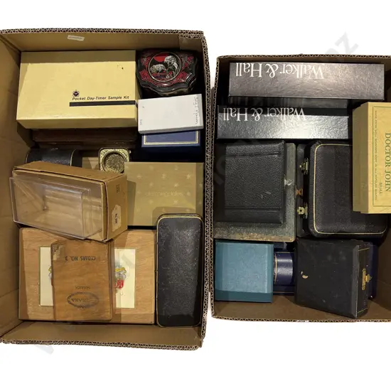 Two Boxes of Assorted Cutlery and Jewellery Cases etc.