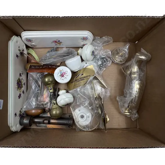 Collection of Brass and Ceramic Door Handles and Knockers