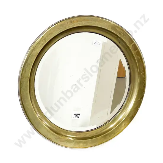 Circular Brass Framed Mirror