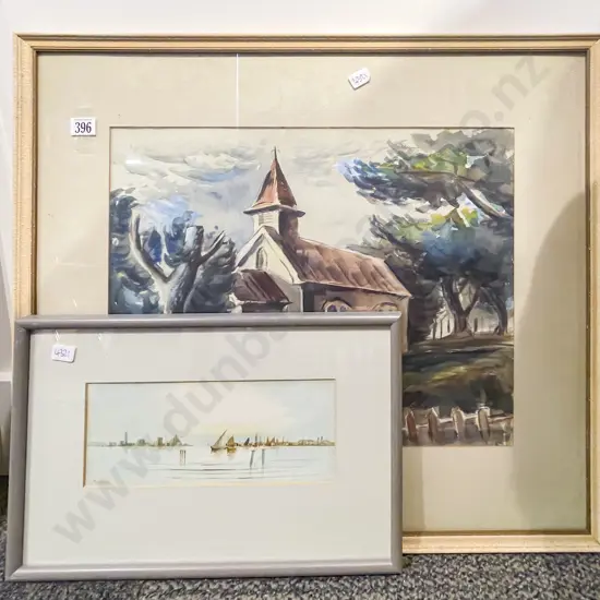 Watercolour of Church and Smaller View on the Nile Watercolour