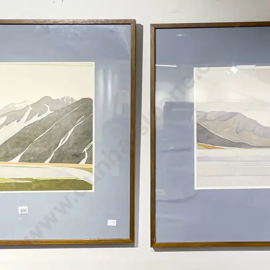 Pair Untitled Watercolour Landscapes