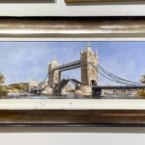 J Bowen Oil on Board Tower Bridge (London) Closing