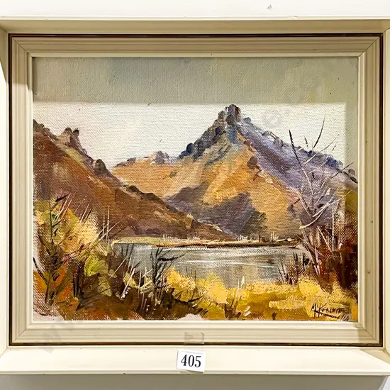 Charles McKenize Dawn Light on Walter Peak Oil on Board