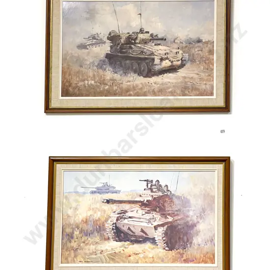 Two Ion Brown Prints Of WWII NZ Tanks