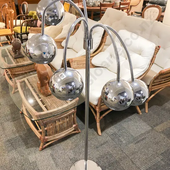 Chrome Five Branch Modern Floor Lamp