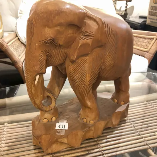 Carved Wooden Elephant Ornament