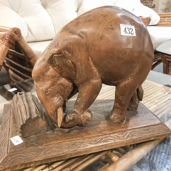 Carved Wooden Elephant Ornament