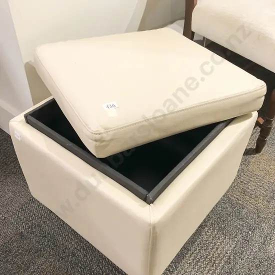 Modern Cream Leather Storage Stool