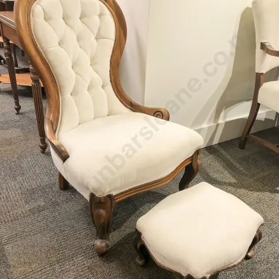 Victorian Balloon Back Nursing Chair and Footstool