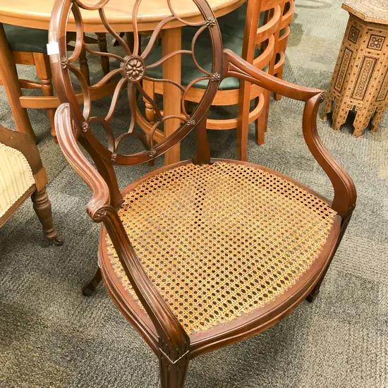 Geo III Style Mahogany Spider Web Back Open Armchair