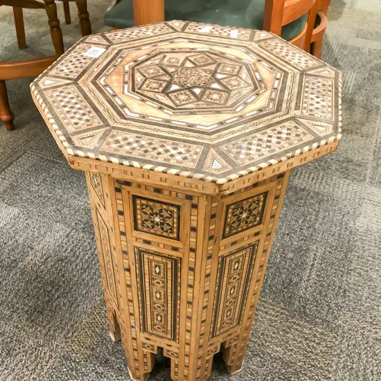 Moroccan Inlaid Octagonal Side Table (some inlays missing)