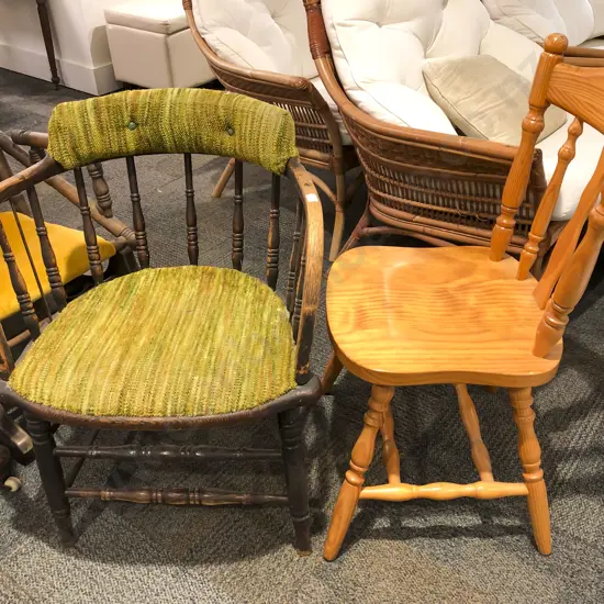 Oak Captains Style Chair & Pine Dining Chair