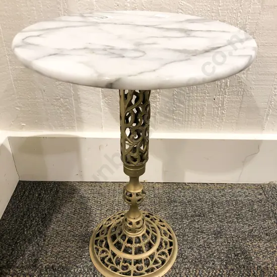 Small Marble Top Brass Wine Table