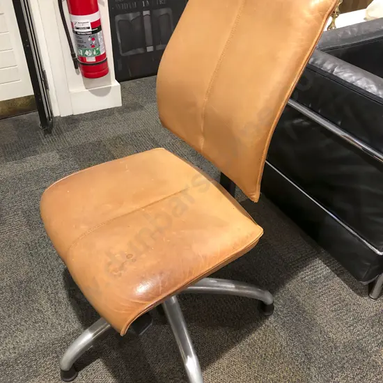 Arq Tan Leather Swivel Desk Chair