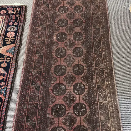 Turkoman Runner with Two Rows Of Octagonal Gols In Brown & Cream Tones