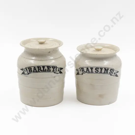 Two Late Victorian Lidded Kitchen Storage Jars
