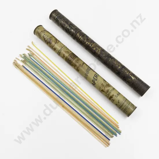 Two Victorian Printed Tin Plate Taper Stick Canisters