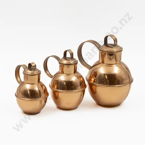 Graduated Set of Three Copper Guernsey Milk Pails