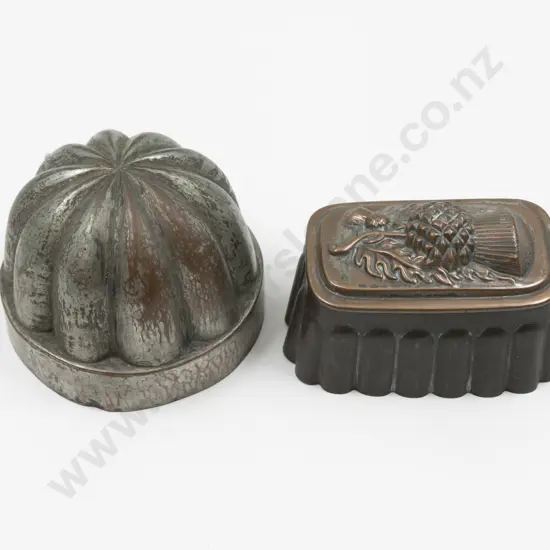 Two Late Victorian Tin Jelly Moulds of Lobbed & Thistle Patterns