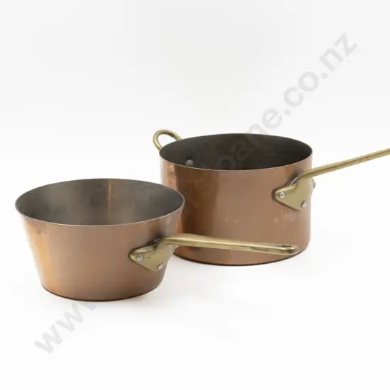 Two French St Claire Copper & Brass Sauce Pans
