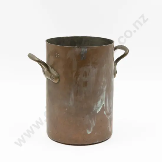 Victorian Country Manner Copper & Brass Two Handled Sauce Pan