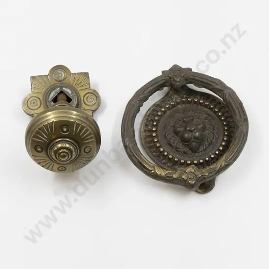 Victorian Cast Brass Lion Mask Door Knocker