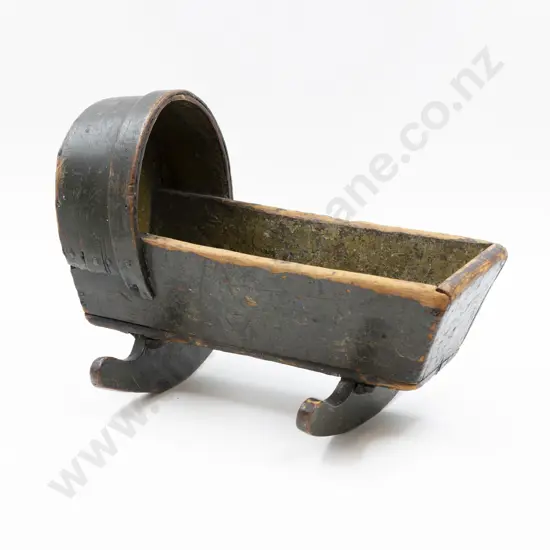 Early C19th Handcrafted Painted Pine Doll's Cradle