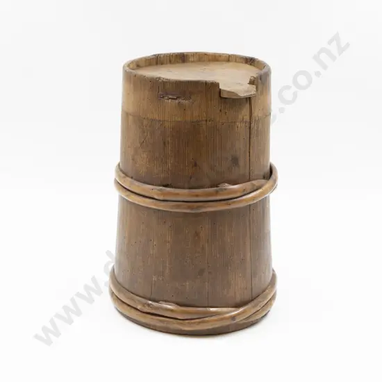 Mid/Late C19th Coopered Strapped Pine Pantry Storage Canister