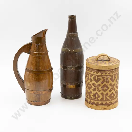 Wooden Brassbound Bottle & Ewer with Russian Canister