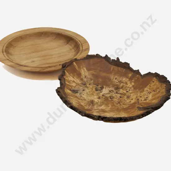 Modern NZ Rimu & Poplar Burr Turned Wooden Dishes
